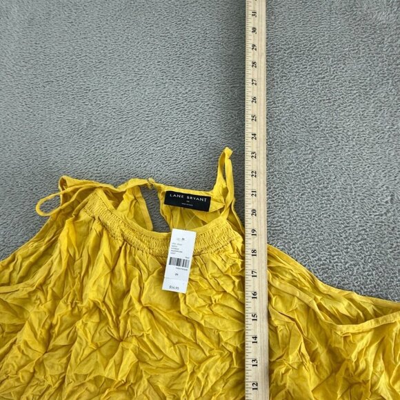 Lane Bryant Tiered Yellow Pink Blue Crinkled Tank Top Size 24 NWT 5588 - Picture 8 of 10